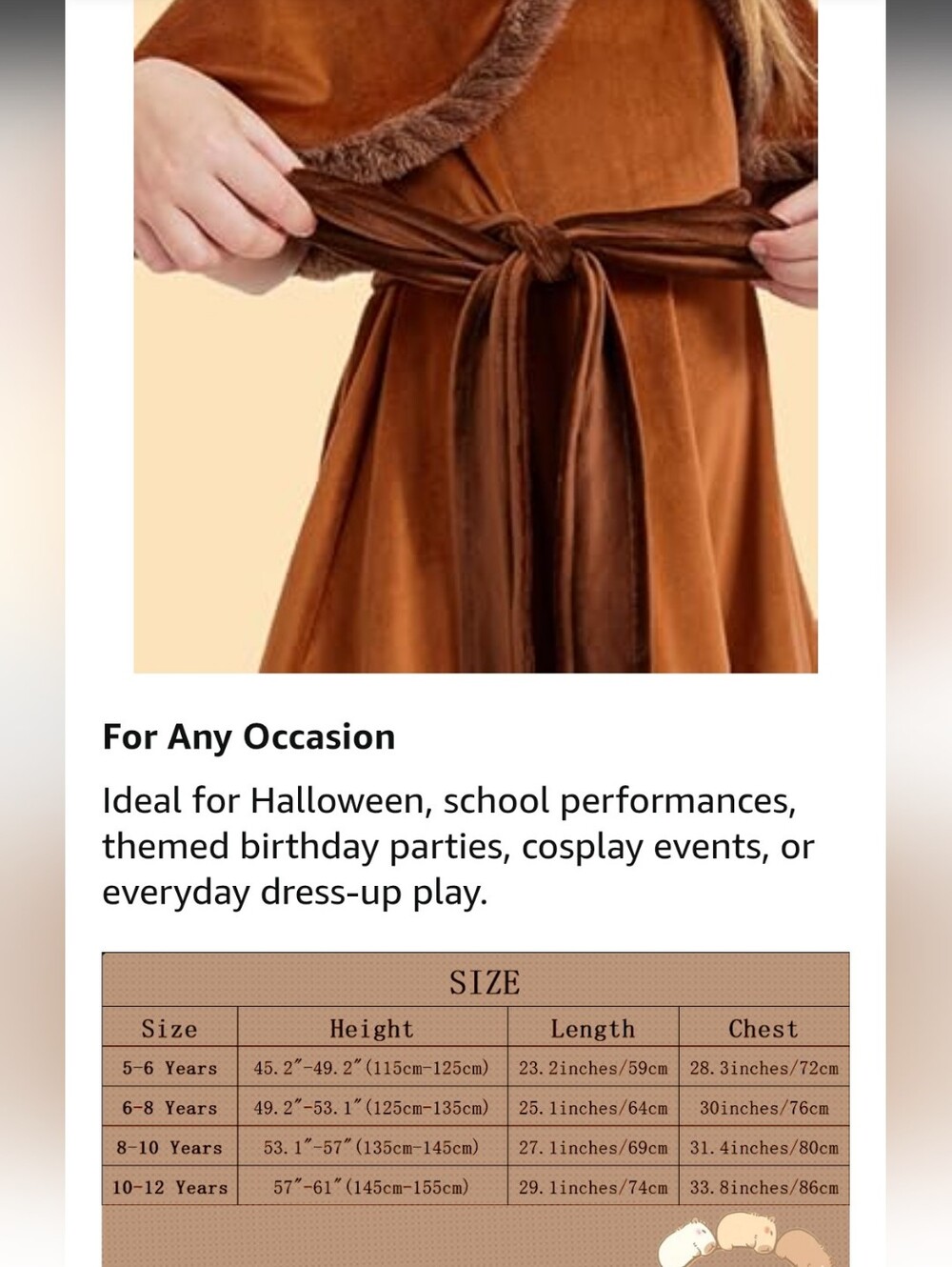 Capybara Girls Costume Size 8-10 Years - Picture 5 of 16